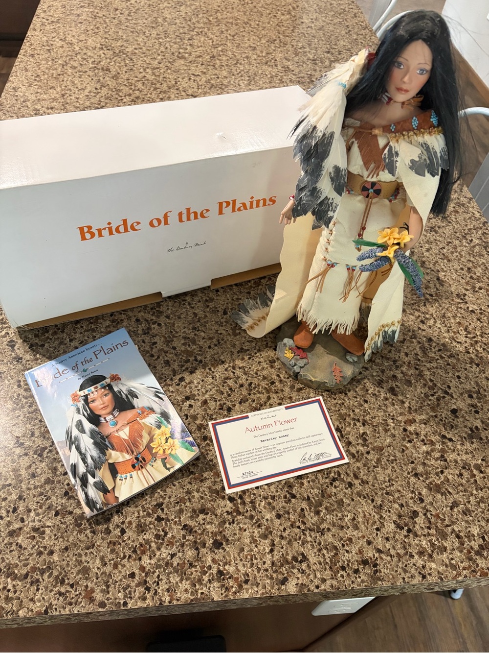 Danbury Mint Bride of the Plains 15” Autumn Porcelain Doll Complete Box COA